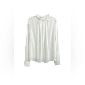 Marni white gathered neck long sleeves blouse